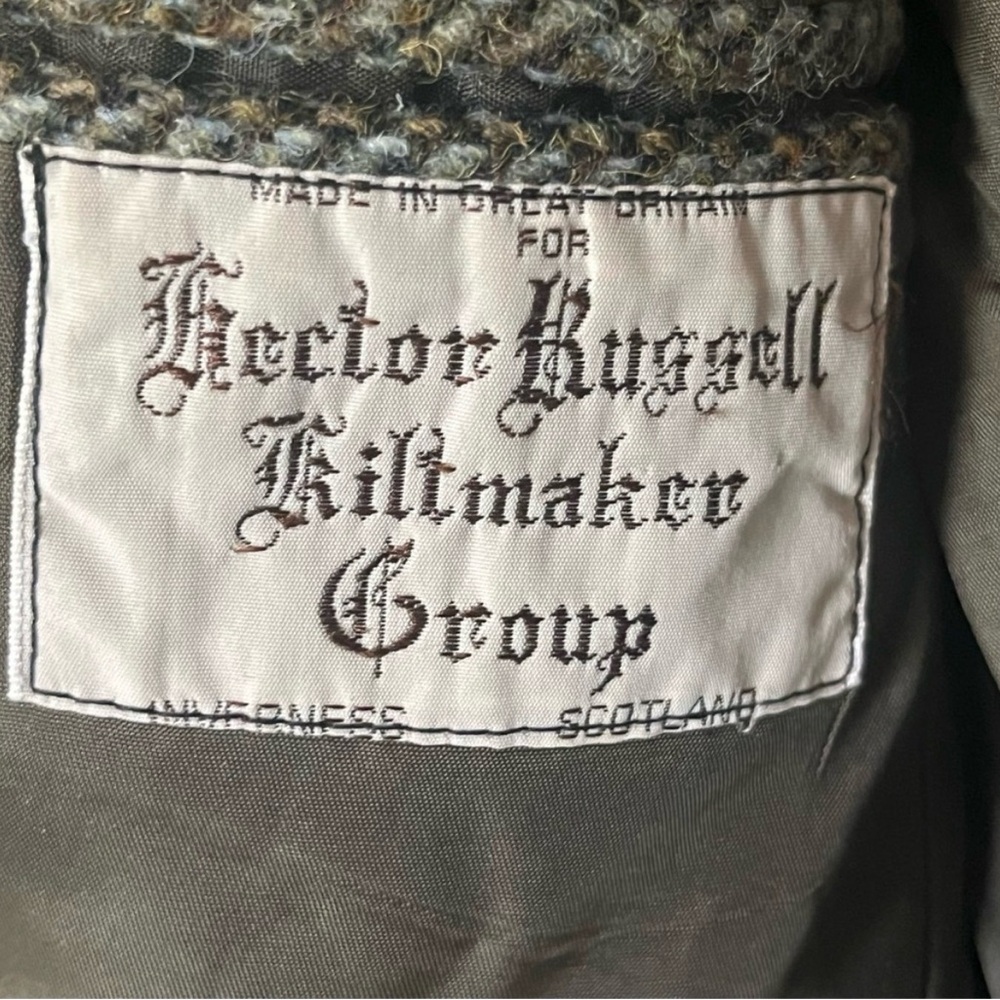 Harris Tweed Vintage Herringbone Wool Blazer Hector Russell Kiltmaker Gray - Picture 9 of 12